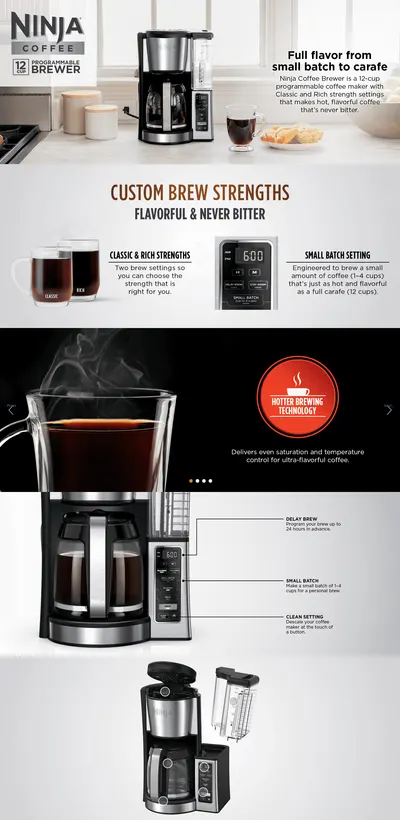 Premium A+ Content for Amazon.com: Ninja 12-Cup Programmable Coffee Brewer