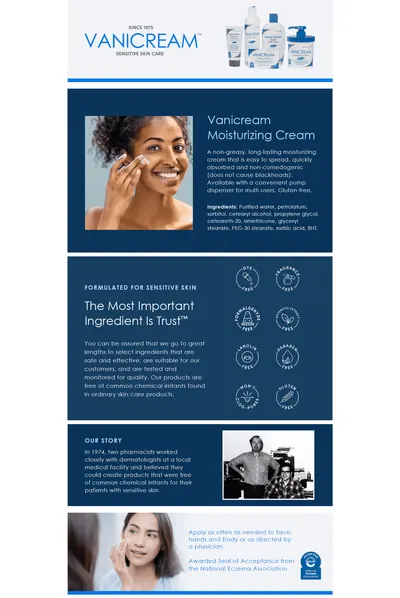 Premium A+ Content for Amazon.com: Vanicream Moisturizing Skin Cream with Pump Dispenser
