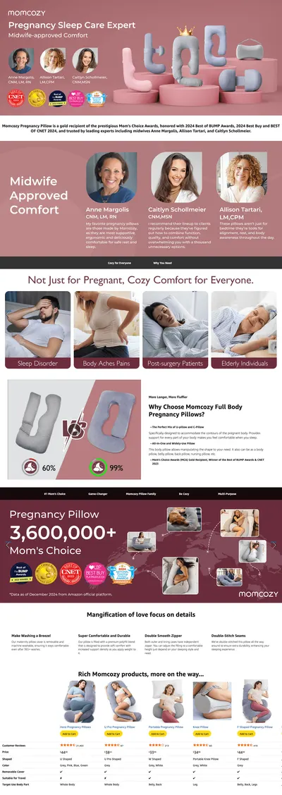 Premium A+ Content for Amazon.com: Momcozy Pregnancy Pillows for Sleeping