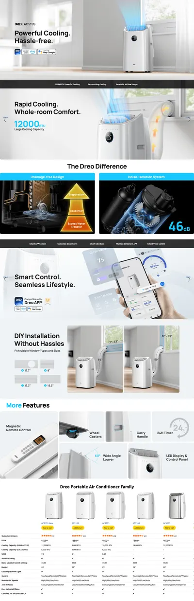 Premium A+ Content for Amazon.com: Dreo Portable Air Conditioners