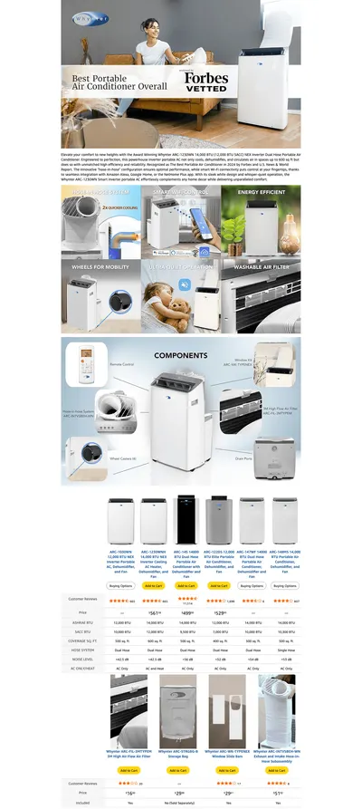 Premium A+ Content for Amazon.com: Whynter Inverter Portable Air Conditioner 14,000 BTU with Dual Hose