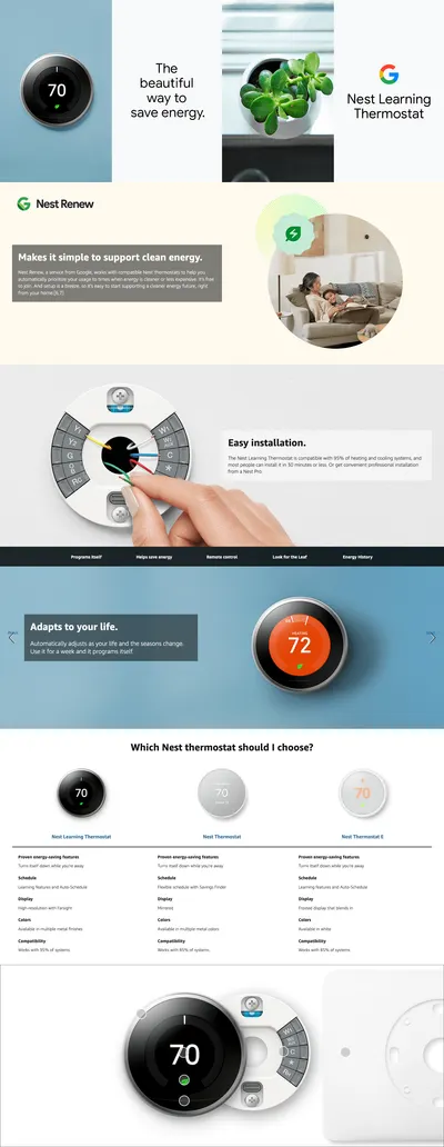 Premium A+ Content for Google Nest Learning Thermostat