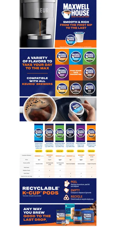 Premium A+ Content for Amazon.com: Maxwell House Breakfast Blend Mild Roast K-Cup Coffee Pods