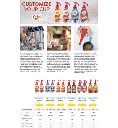 Premium A+ Content for Amazon.com: Nestle Coffee mate Coffee Creamer