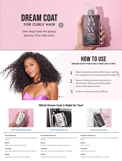 Premium A+ Content for Amazon.com: COLOR WOW Dream Coat for Curly Hair