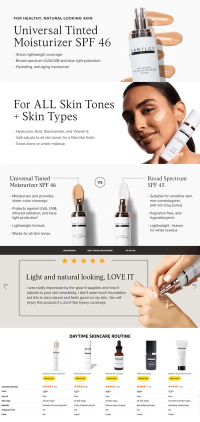 Premium A+ Content for Amazon.com: DRMTLGY Anti-Aging Tinted Moisturizer SPF 46