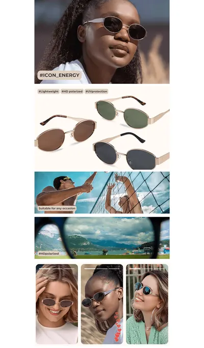 Premium A+ Content for Amazon.com: livho 2025 Trendy Oval Sunglasses