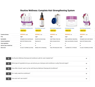 Premium A+ Content for Amazon.com : Routine Wellness Anti-Thinning Shampoo and Conditioner Set for Thinning Hair