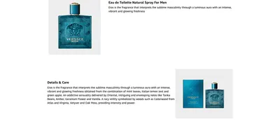 Premium A+ Content for Amazon.com : Versace Eros for Men 3.4 oz Eau de Toilette Spray : Eros By Versace For Men…