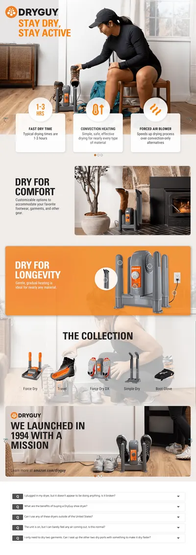 Premium A+ Content for Amazon.com: DryGuy Force Dry DX