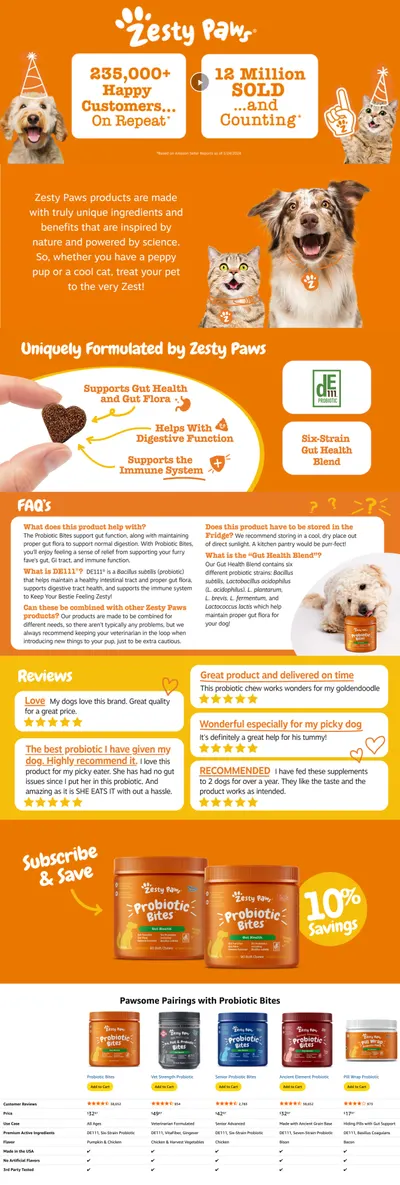 Premium A+ Content for Amazon.com: Zesty Paws Probiotics for Dogs