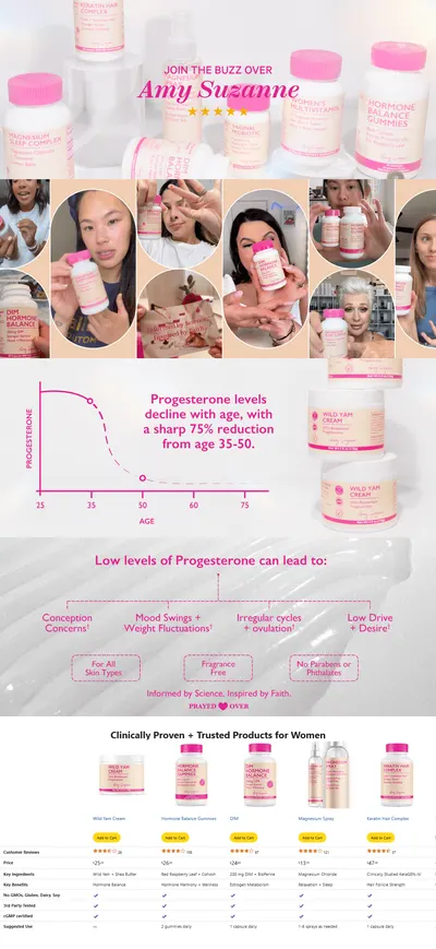 Premium A+ Content for Amazon.com: Amy Suzanne Wild Yam Cream for Hormone Balance