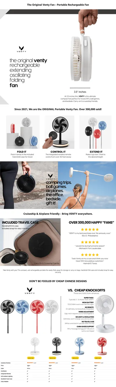 Premium A+ Content for Amazon.com: VENTY Portable Fan