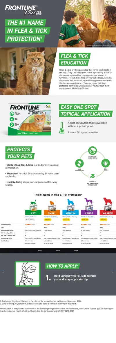Premium A+ Content for Amazon.com : Frontline Plus Flea and Tick Treatment for Cats Over 1.5 lbs. 3 Treatments…