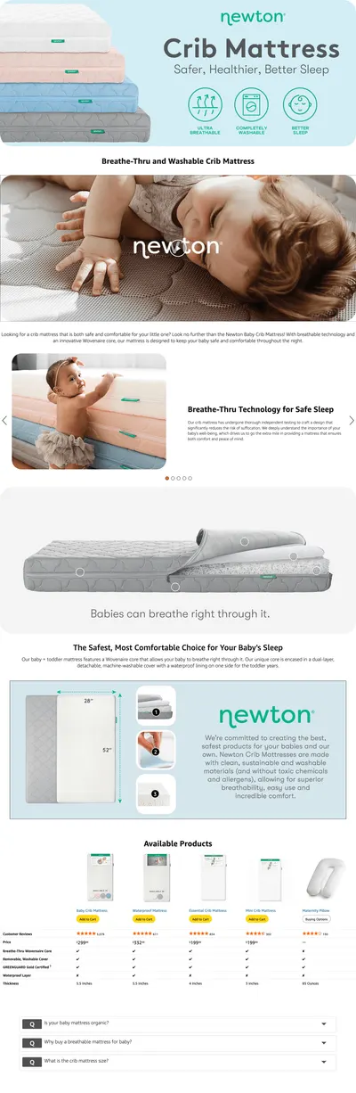 Premium A+ Content for Amazon.com : Newton Baby Crib Mattress and Toddler Bed