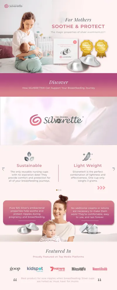Premium A+ Content for Amazon.com : SILVERETTE® The Original Silver Nursing Cups