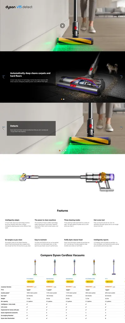 Premium A+ Content for Amazon.com: Dyson V15 Detect Cordless Vacuum Cleaner
