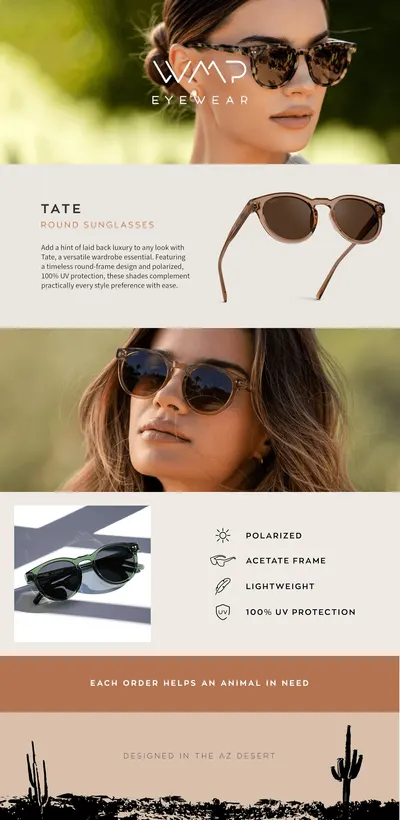 Premium A+ Content for Amazon.com: WearMe Pro Polarized Classic Round Retro Women's Sunglasses (Light Crystal…