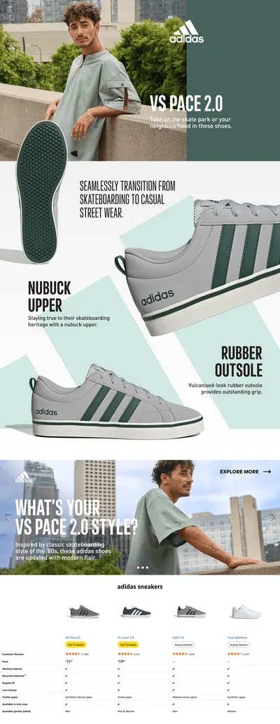 Premium A+ Content for adidas Unisex VS Pace 2.0 Shoes