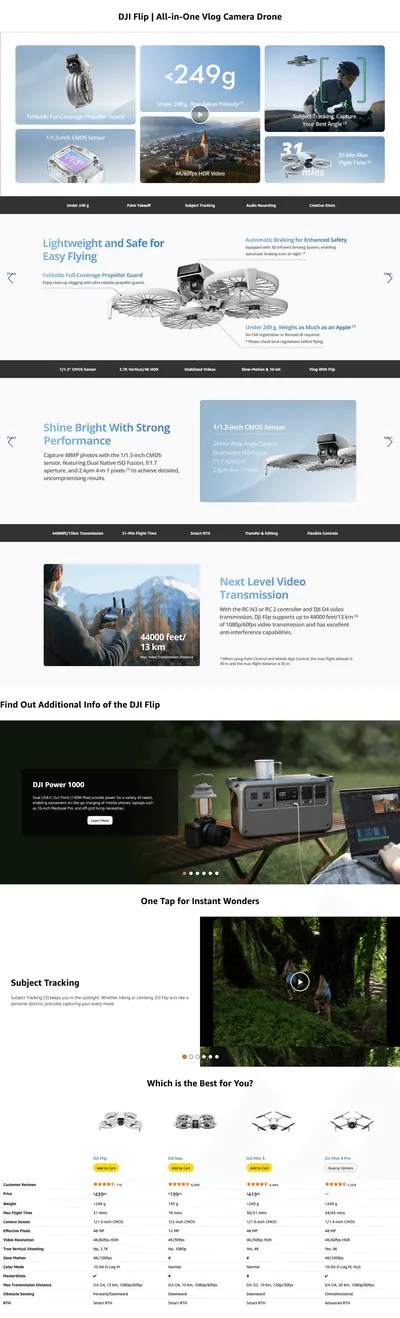 Premium A+ Content for Amazon.com: DJI Flip Fly More Combo With RC 2 Screen Remote Controller