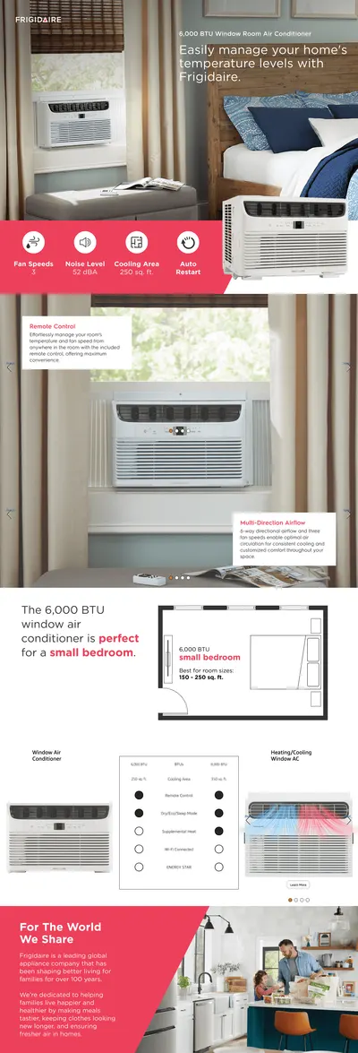 Premium A+ Content for Amazon.com: Frigidaire 6,000 BTU Window Air Conditioner with Remote Control