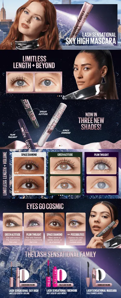 Premium A+ Content for Amazon.com: Maybelline Lash Sensational Sky High Washable Mascara Makeup