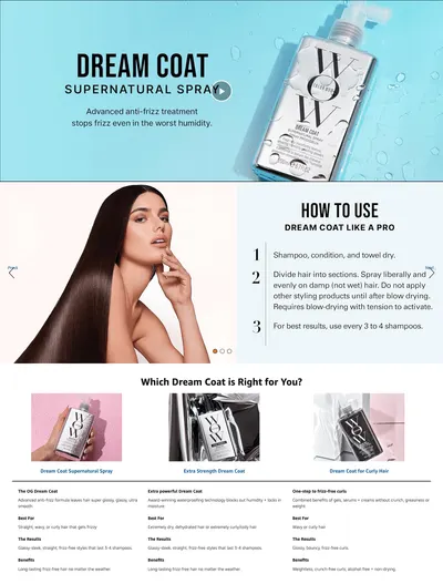 Premium A+ Content for Amazon.com: COLOR WOW Dream Coat Supernatural Spray