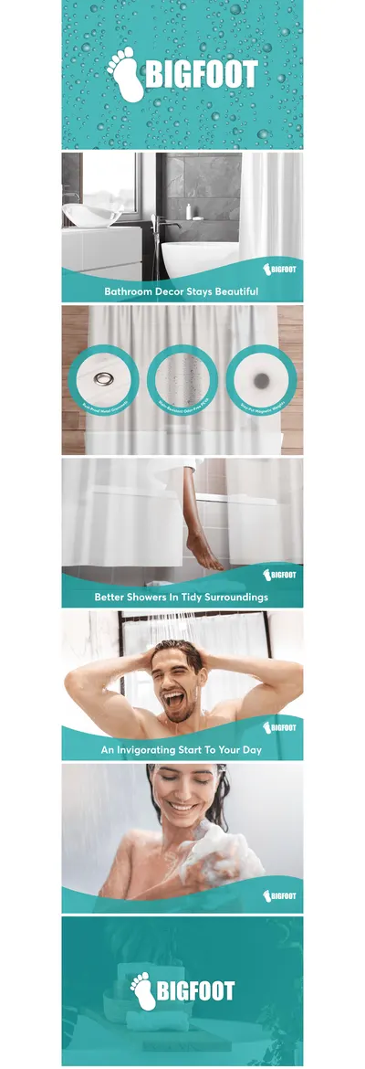 Premium A+ Content for Amazon.com: BigFoot Shower Curtain Liner