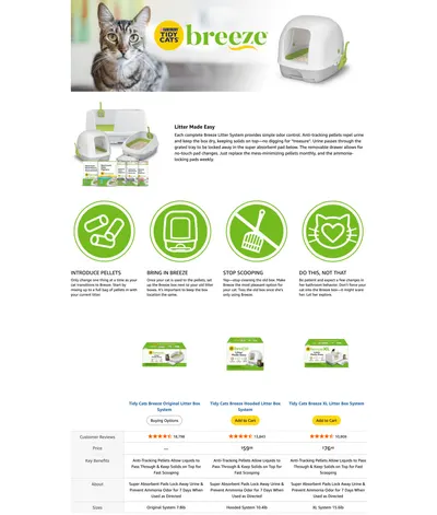 Premium A+ Content for Amazon.com : Purina Tidy Cats Litter Pellets