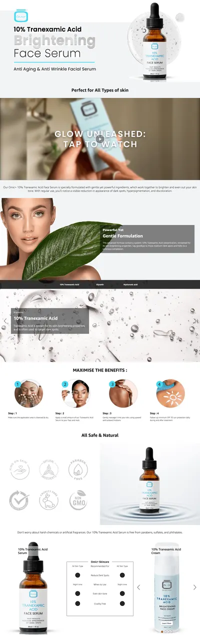 Premium A+ Content for Amazon.com: OMIC 10% Tranexamic Acid Serum for Face