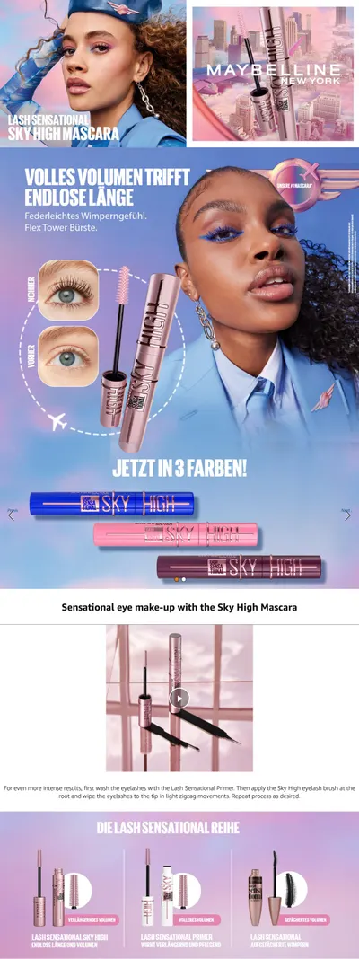 Premium A+ Content for Maybelline New York Black Mascara for Extremely Long Eyelashes