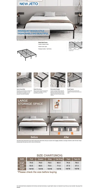 Premium A+ Content for Amazon.com: NEW JETO Metal Bed Frame