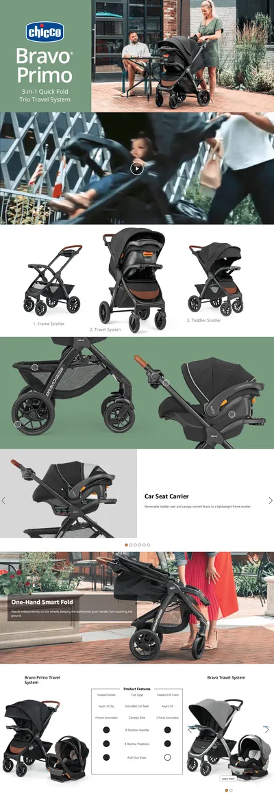 Premium A+ Content for Amazon.com: Chicco Bravo Primo Trio Travel System