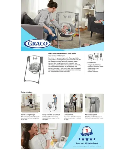 Premium A+ Content for Amazon.com : Graco Slim Spaces Compact Baby Swing