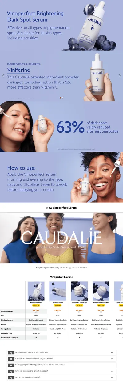 Premium A+ Content for Amazon.com: Caudalie Vinoperfect Brightening Dark Spot Serum