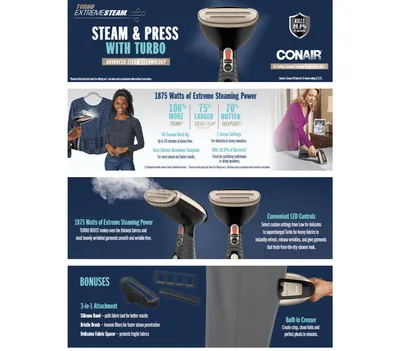Premium A+ Content for Amazon.com: Conair Handheld Garment Steamer for Clothes