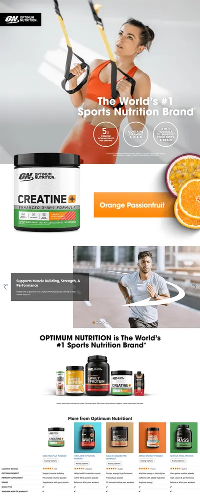 Premium A+ Content for Amazon.com: Optimum Nutrition Creatine Monohydrate Plus Powder