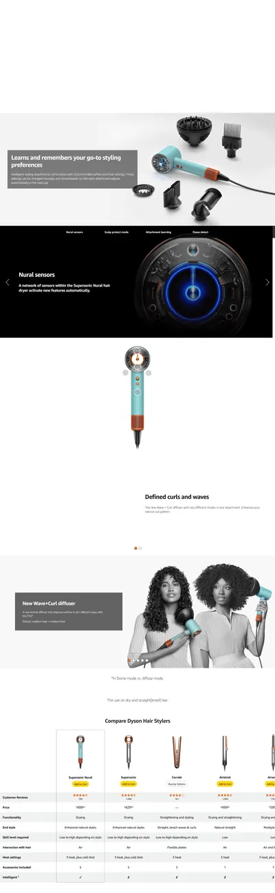 Premium A+ Content for Amazon.com: Dyson Special edition Supersonic Nural™ hair dryer in Strawberry bronze and…