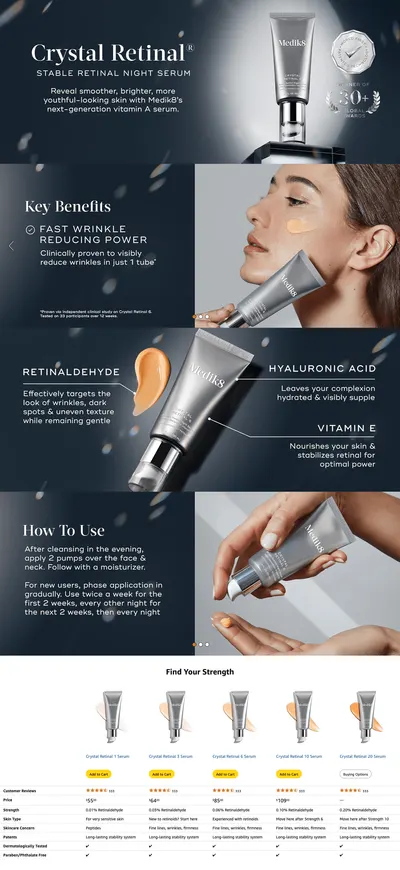 Premium A+ Content for Amazon.com: Medik8 Crystal Retinal 3