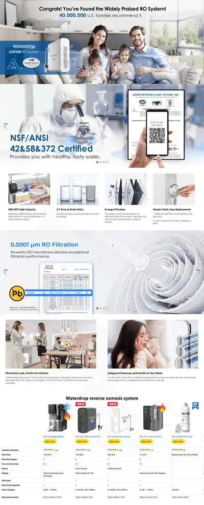 Premium A+ Content for Waterdrop G3P600 Reverse Osmosis System