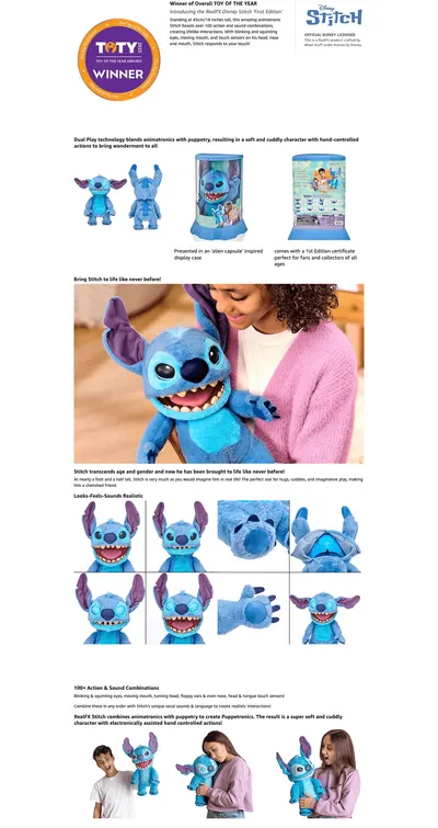 Premium A+ Content for Amazon.com: WOW! Stuff Disney Stitch Puppetronic by RealFX