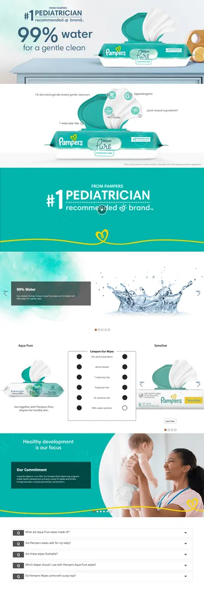 Premium A+ Content for Amazon.com: Pampers Baby Wipes Aqua Pure