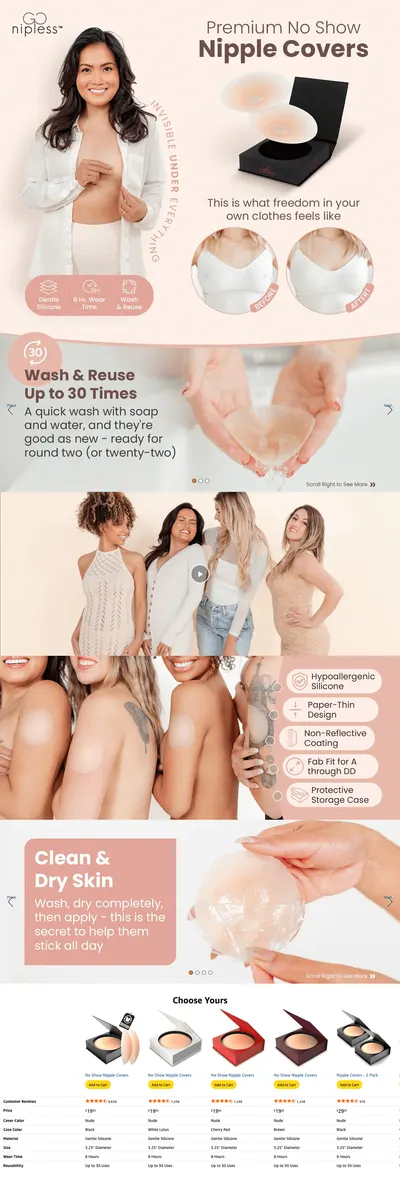 Premium A+ Content for Nipple Covers for Women-Reusable Pasties Nipple Cover-Adhesive Silicone Nipple…
