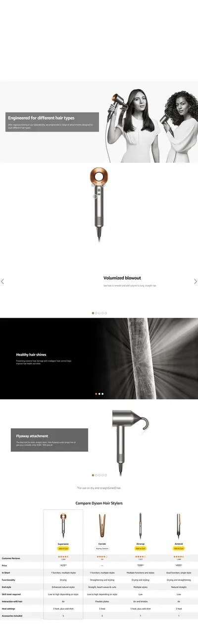 Premium A+ Content for Amazon.com: Dyson Supersonic™ Hair Dryer