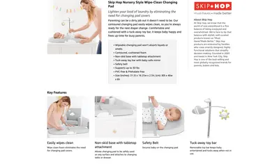Premium A+ Content for Amazon.com : Skip Hop Baby Changing Pad Nursery Style Wipe-Clean Contoured with…