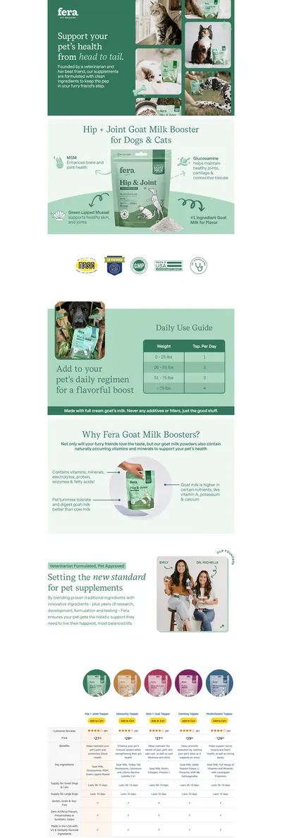 Premium A+ Content for Amazon.com : Fera Pet Organics Hip & Joint Goat Milk Cat & Dog