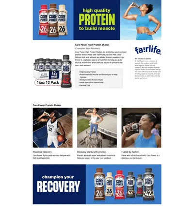 Premium A+ Content for Amazon.com : Core Power Elite High Protein Shake