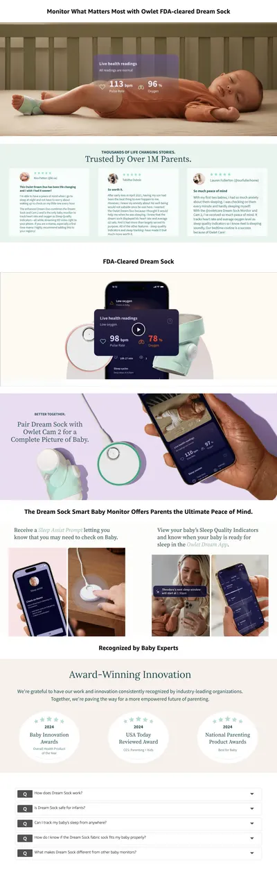 Premium A+ Content for Amazon.com: Owlet Dream Sock®