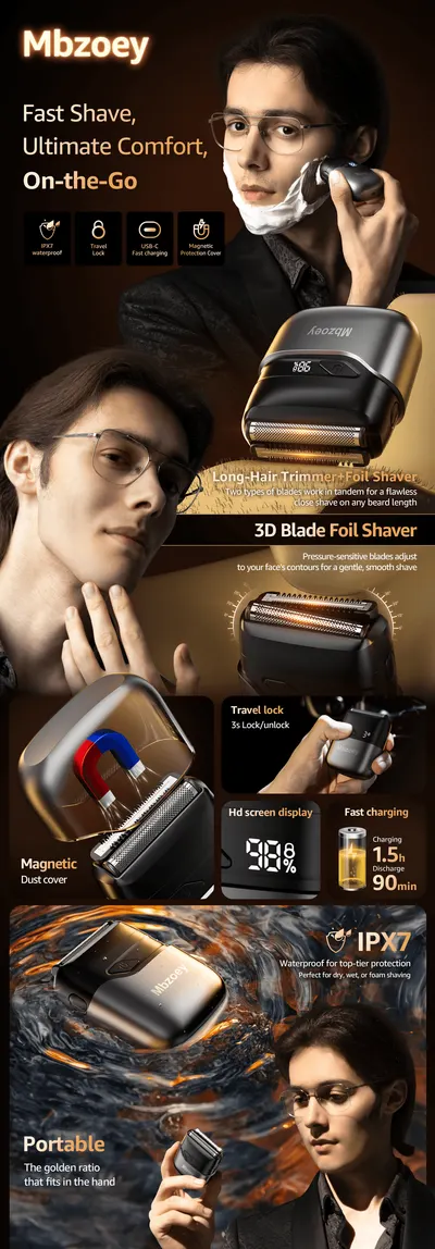 Premium A+ Content for Amazon.com: Mbzoey Electric Foil Shavers for Men: Mini Electric Razor for Face