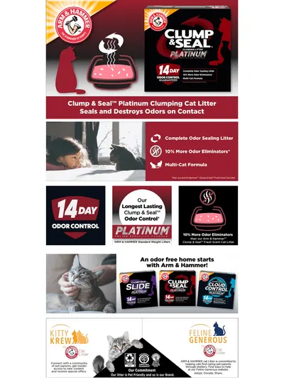 Premium A+ Content for Amazon.com : ARM & HAMMER Clump & Seal Platinum